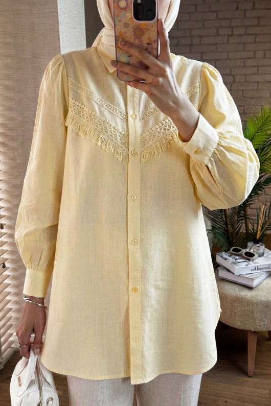 2109 Balon Kol Gömlek - SARI 2109 Balon Kol Gömlek - SARI