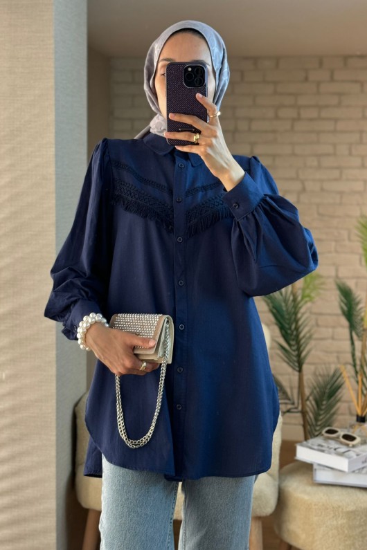 2109 Balon Kol Gömlek - LACİVERT 2109 Balon Kol Gömlek - LACİVERT