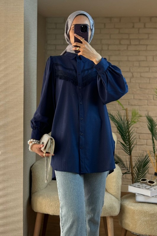 2109 Balon Kol Gömlek - LACİVERT 2109 Balon Kol Gömlek - LACİVERT