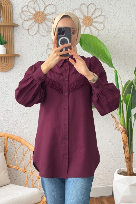 2109 Balon Kol Gömlek - KOYU BORDO 2109 Balon Kol Gömlek - KOYU BORDO