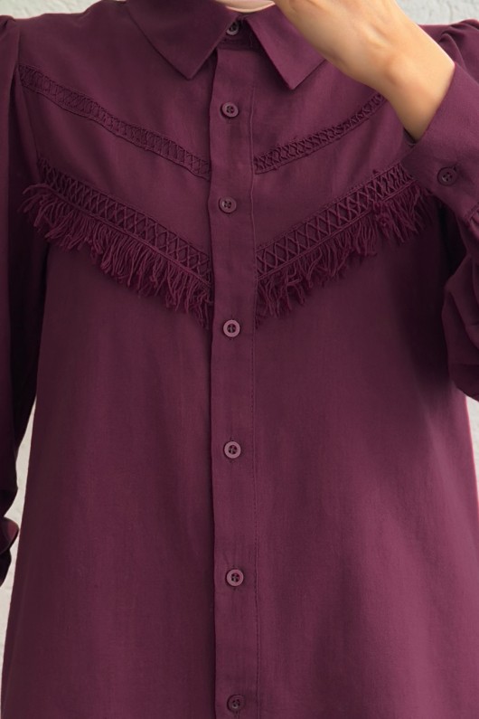 2109 Balon Kol Gömlek - KOYU BORDO 2109 Balon Kol Gömlek - KOYU BORDO