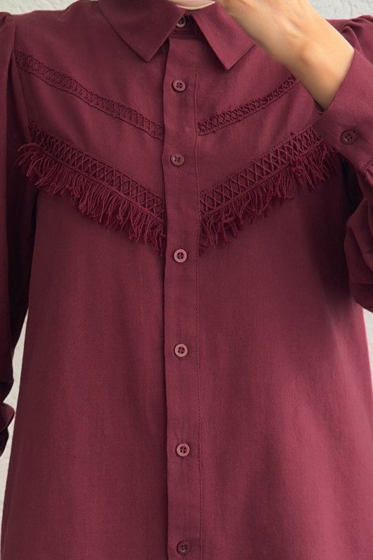 2109 Balon Kol Gömlek - BORDO
