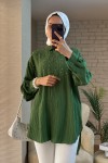 2127 Önü Taş Detaylı Gömlek - YEŞİL