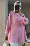 2127 Önü Taş Detaylı Gömlek - PEMBE