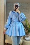 2135 Omuzları Düğme Detaylı Tunik - BEBE MAVİSİ
