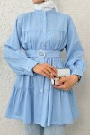 Kemer Detaylı Kat Kat Tunik 2140 - BEBE MAVİSİ
