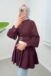Kemer Detaylı Kat Kat Tunik 2140 - BORDO