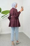 Kemer Detaylı Kat Kat Tunik 2140 - BORDO