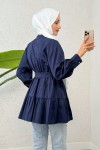 Kemer Detaylı Kat Kat Tunik 2140 - LACİVERT