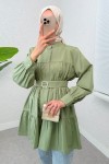 Kemer Detaylı Kat Kat Tunik 2140 - MİNT YEŞİLİ