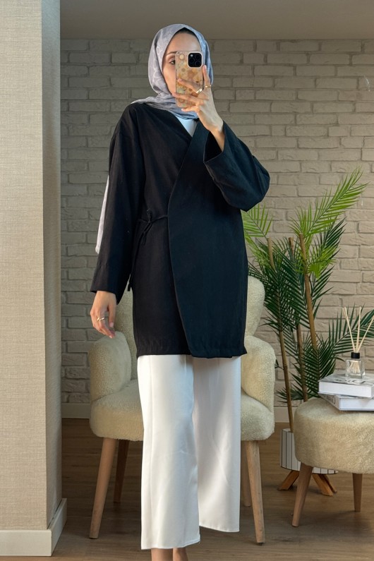 2147 İçten Bağlamalı Kap - SİYAH 2147 İçten Bağlamalı Kap - SİYAH