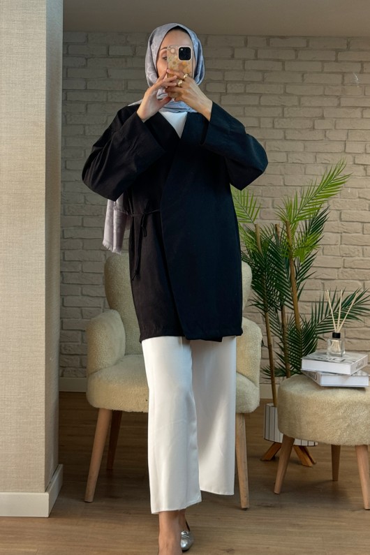 2147 İçten Bağlamalı Kap - SİYAH 2147 İçten Bağlamalı Kap - SİYAH