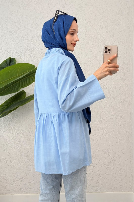 Yandan Bağlamalı Tunik 2151 - BEBE MAVİSİ Yandan Bağlamalı Tunik 2151 - BEBE MAVİSİ