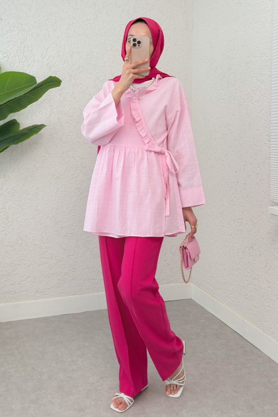 Yandan Bağlamalı Tunik 2151 - PEMBE Yandan Bağlamalı Tunik 2151 - PEMBE