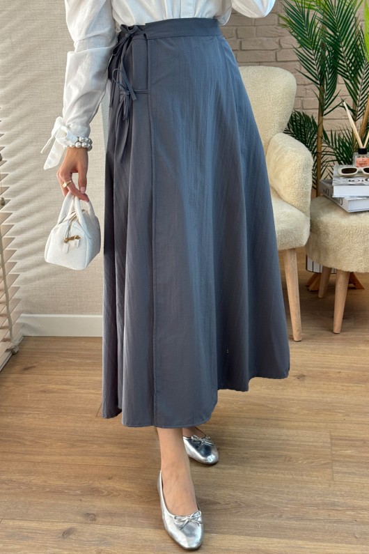 2155 Yandan Bağlamalı Etek - ANTRASİT