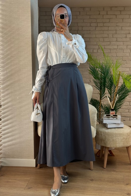 2155 Yandan Bağlamalı Etek - ANTRASİT