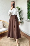 2155 Yandan Bağlamalı Etek - KAHVERENGİ 2155 Yandan Bağlamalı Etek - KAHVERENGİ