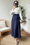 2155 Yandan Bağlamalı Etek - LACİVERT