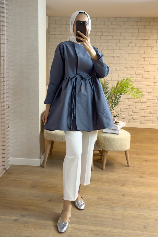 2156 Önden Bağlamalı Kap - İNDİGO