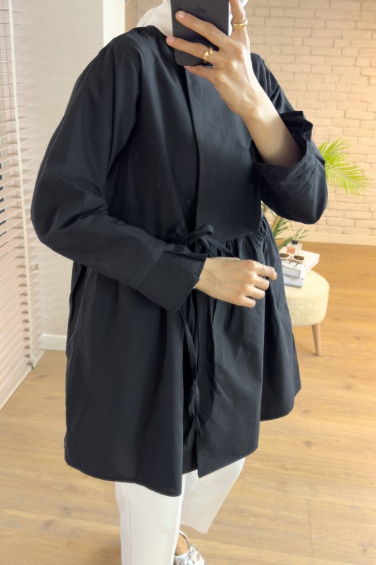 2156 Önden Bağlamalı Kap - SİYAH 2156 Önden Bağlamalı Kap - SİYAH