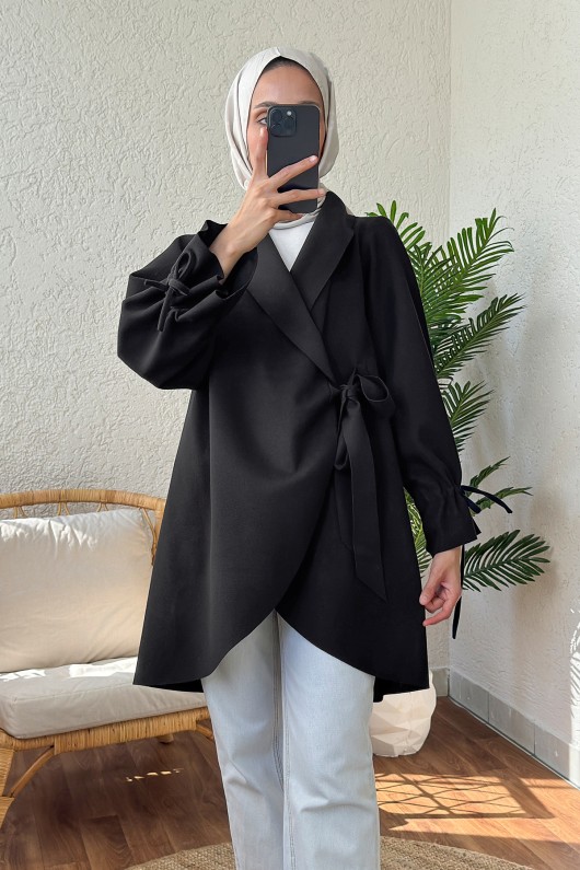 2158 Kolu Büzgülü Kaşe Kap - SİYAH 2158 Kolu Büzgülü Kaşe Kap - SİYAH