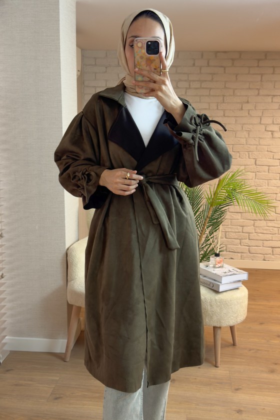 2160 Kuşak Detaylı Süet Kap - HAKİ 2160 Kuşak Detaylı Süet Kap - HAKİ