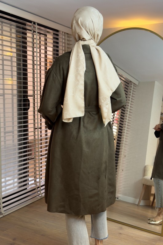 2160 Kuşak Detaylı Süet Kap - HAKİ 2160 Kuşak Detaylı Süet Kap - HAKİ