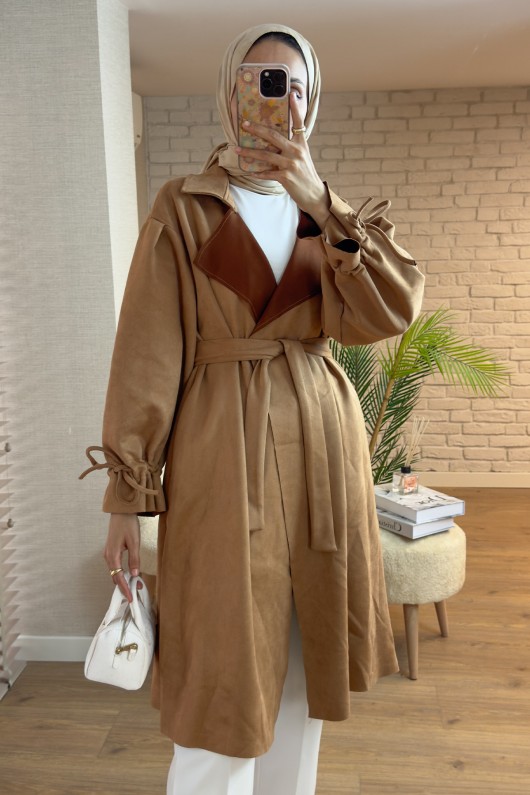 2160 Kuşak Detaylı Süet Kap - TABA 2160 Kuşak Detaylı Süet Kap - TABA