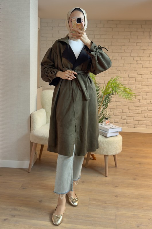 2160 Kuşak Detaylı Süet Kap - HAKİ 2160 Kuşak Detaylı Süet Kap - HAKİ