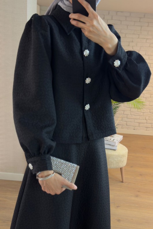 2161 Kabartma Desenli Takım - SİYAH