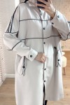 2163 Beli Lastik Büzgülü Trençkot - BEJ