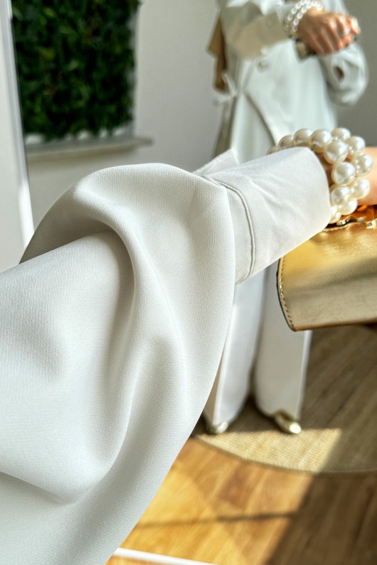 2164 Yandan Bağlamalı Asimetrik kimono - FİL DİŞİ