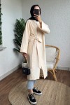2165 Yandan Bağlamalı Kimono - BEJ