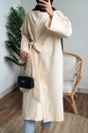 2165 Yandan Bağlamalı Kimono - BEJ