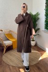 2165 Yandan Bağlamalı Kimono - KAHVERENGİ