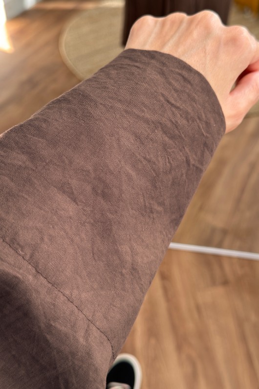 2165 Yandan Bağlamalı Kimono - KAHVERENGİ