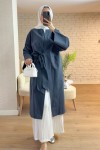 2165 Yandan Bağlamalı Kimono - LACİVERT