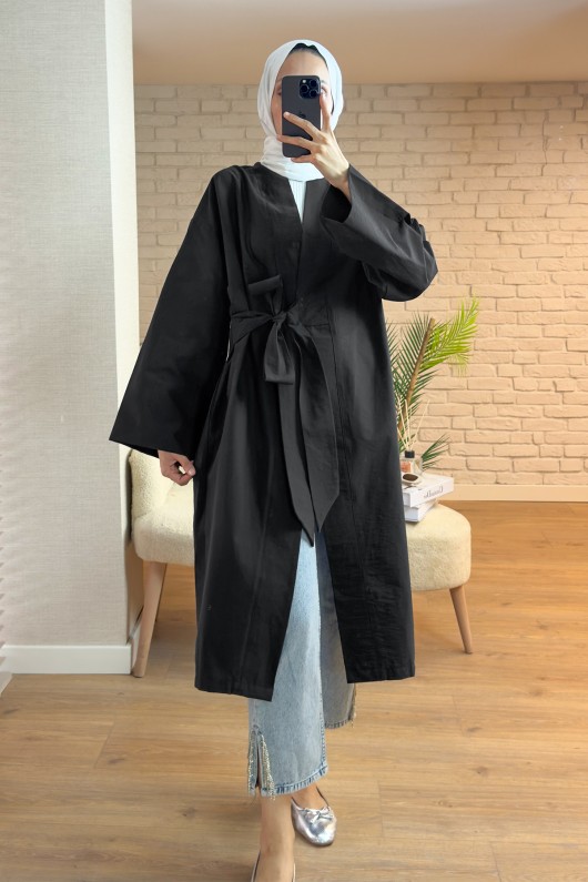 2165 Yandan Bağlamalı Kimono - SİYAH 2165 Yandan Bağlamalı Kimono - SİYAH