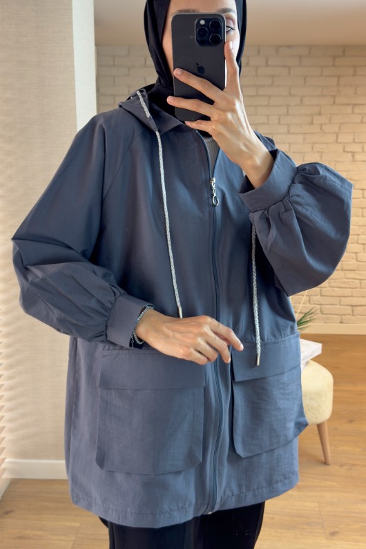 2166 Büyük Cepli Kısa Kap - ANTRASİT 2166 Büyük Cepli Kısa Kap - ANTRASİT