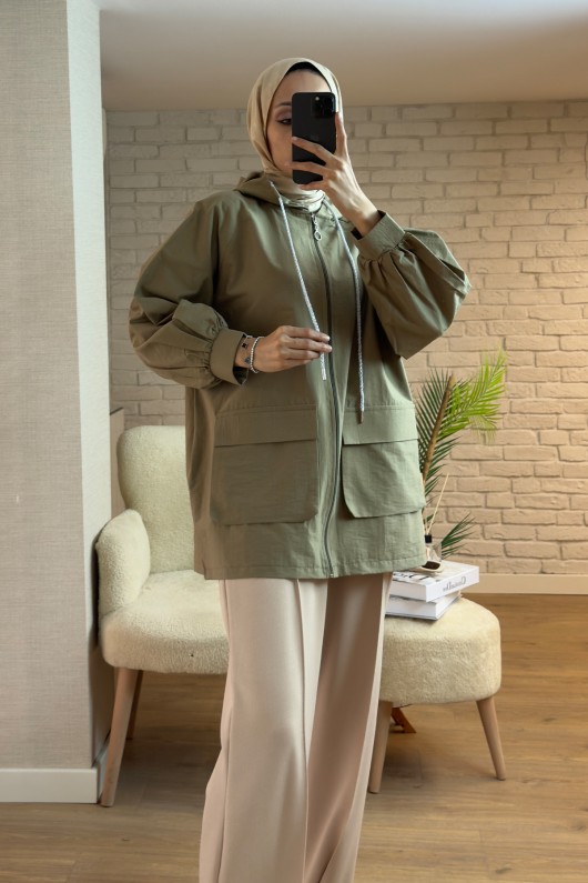 2166 Büyük Cepli Kısa Kap - HAKİ 2166 Büyük Cepli Kısa Kap - HAKİ