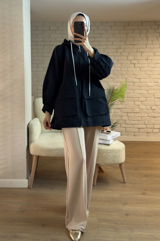 2166 Büyük Cepli Kısa Kap - SİYAH 2166 Büyük Cepli Kısa Kap - SİYAH