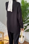 2167 İnci Düğme Detaylı Takım - SİYAH