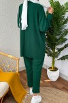 2167 İnci Düğme Detaylı Takım - YEŞİL