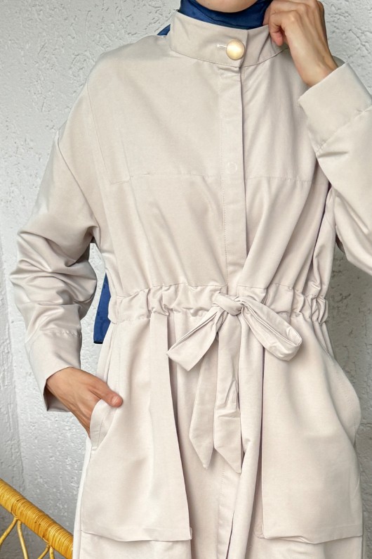 2171 Bel Büzgü Kuşaklı Kap - KREM