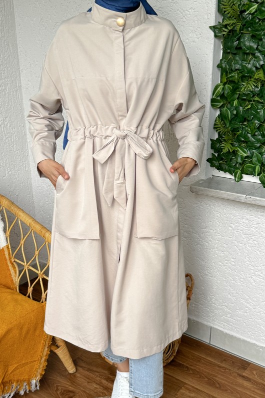 2171 Bel Büzgü Kuşaklı Kap - KREM