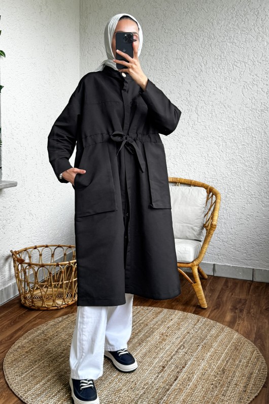 2171 Bel Büzgü Kuşaklı Kap - SİYAH