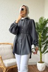 2172 Örgü Kemerli Tunik - FÜME