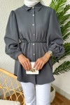 2172 Örgü Kemerli Tunik - FÜME
