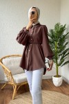 2172 Örgü Kemerli Tunik - KAHVERENGİ 2172 Örgü Kemerli Tunik - KAHVERENGİ