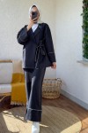 2173 Biye Detaylı Kimono Takım - LACİVERT